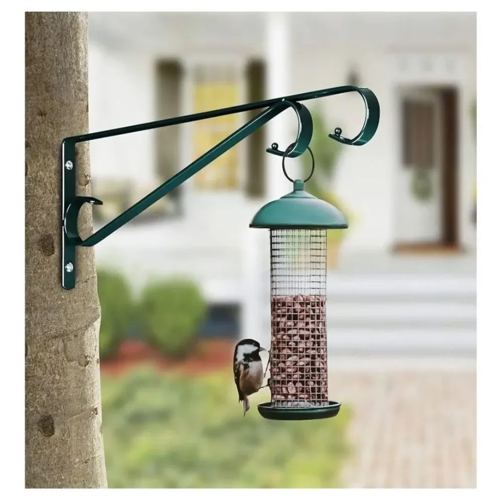 NEW 2-Pack Green Outdoor Metal Wall Bracket Plant Hangers